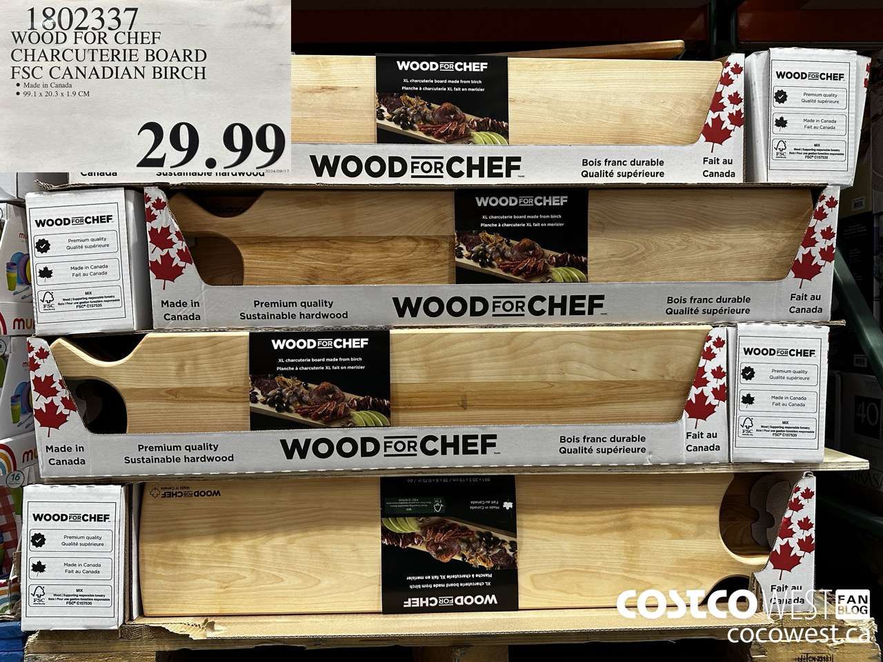 WOOD FOR CHEF CHARCUTERIE BOARD FSC CANADIAN BIRCH