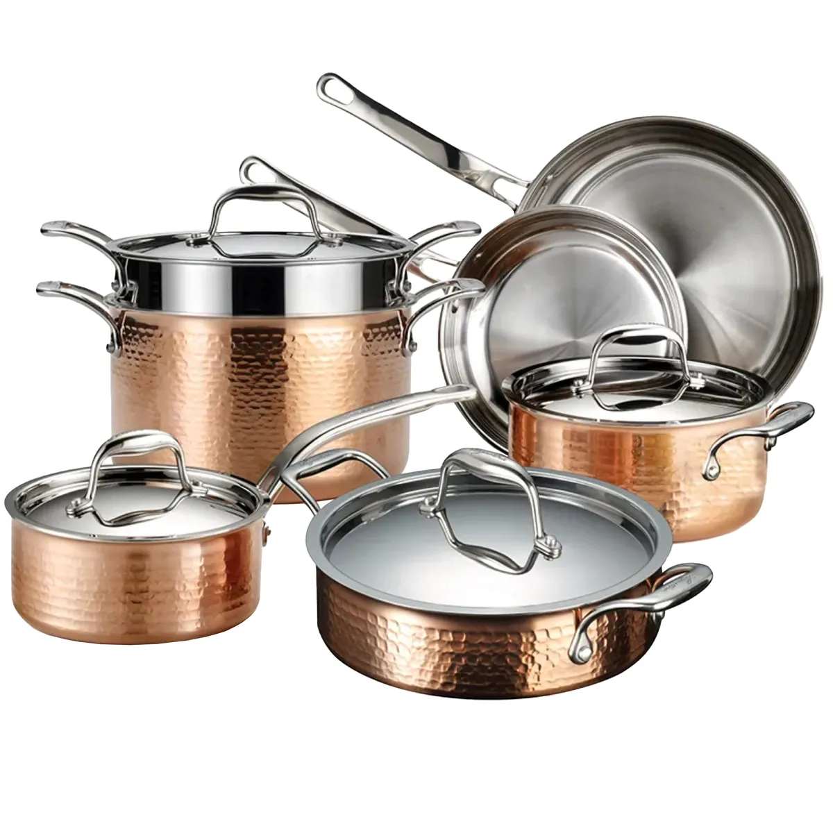 Lagostina Martellata Copper 3-Ply Cookware Set, 11-piece