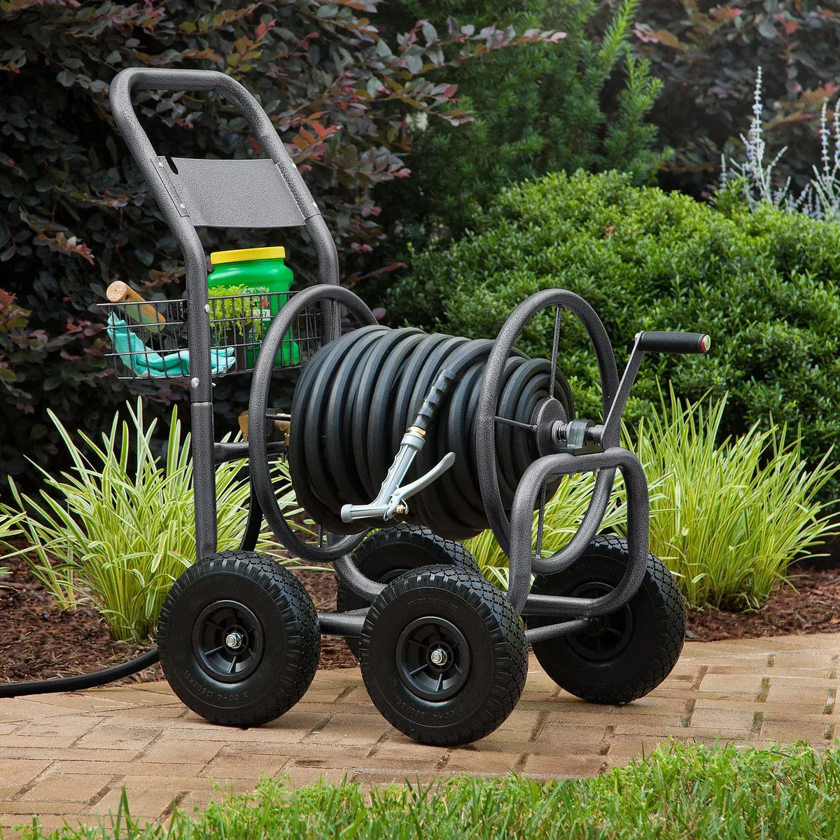 Liberty Garden Four Wheel Hose Cart Colour Grey