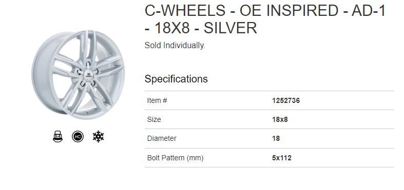 C-Wheels - OE Inspired - AD-1 - 18x8 - Silver