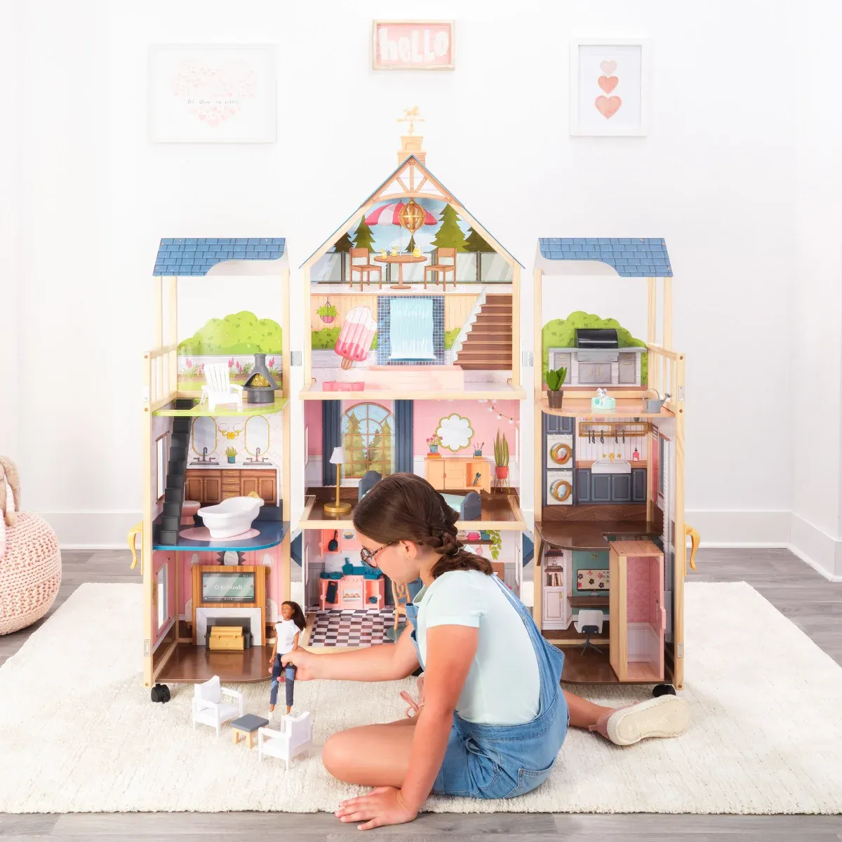 Secret Reveal Wooden Mansion Dollhouse