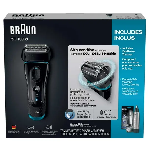 Braun Series 5 5140S Wet and Dry Shaver with Ear and Nose Trimmer