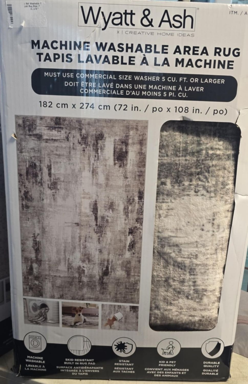 Wyatt &amp; Ash Washable Area Rug, Aliyah Rug Size: 6 ft. 6 in. x 9 ft. 6 in.