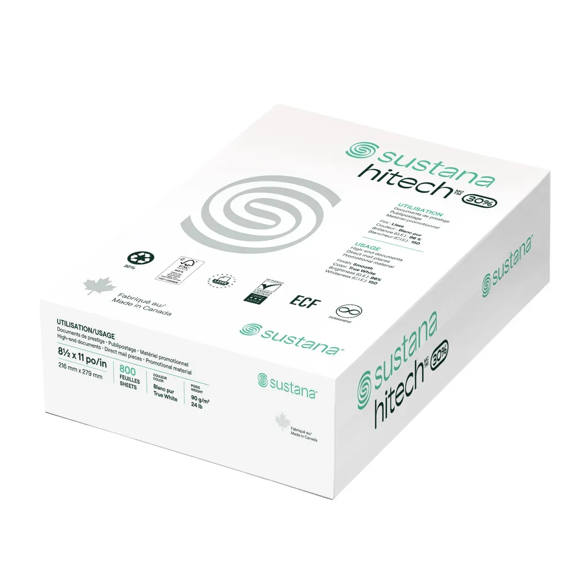 Sustana Hitech Printer Paper, Letter, 800SH 96/24 PAPER 30