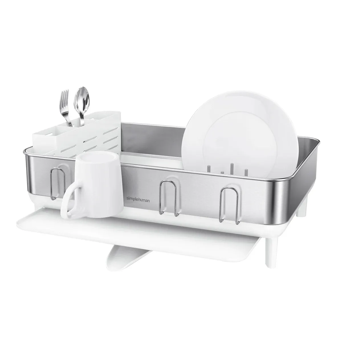 simplehuman Stainless Steel Frame Dish Rack White