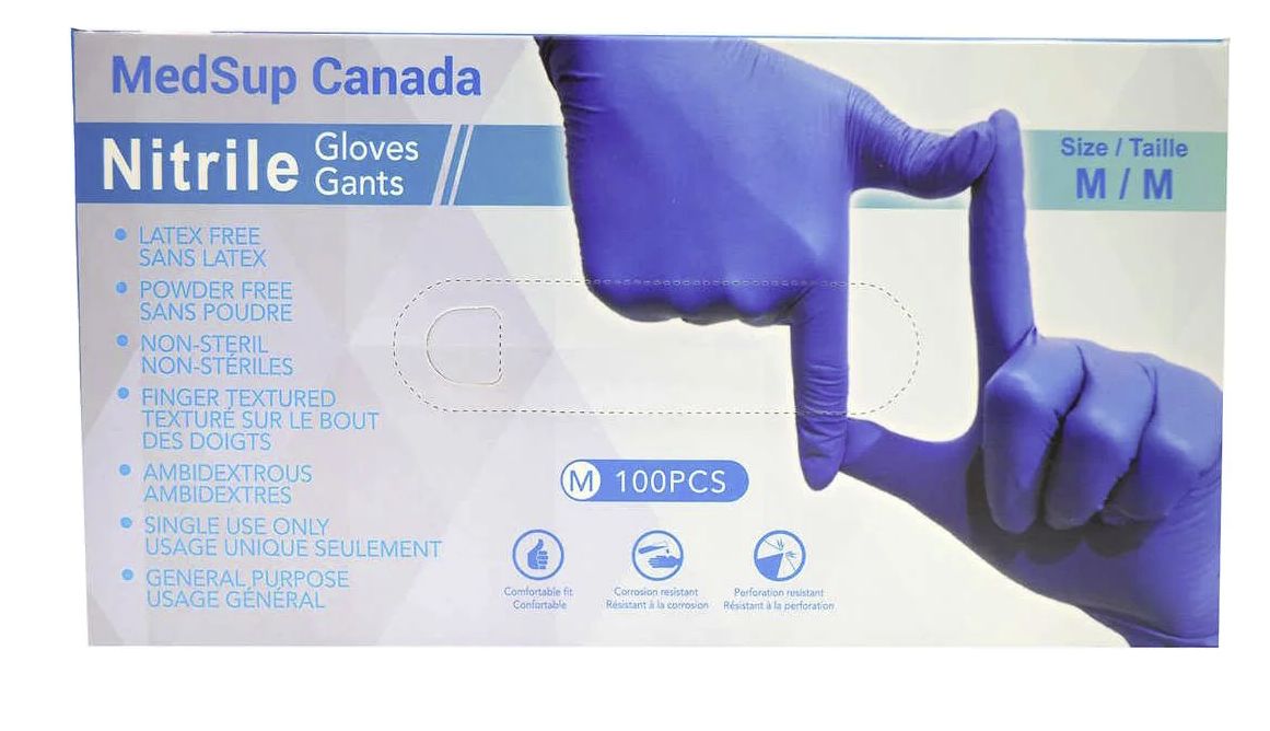 Medsup Nitrile Gloves, 100 count,  Size: Medium