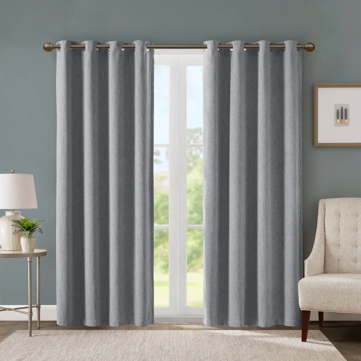 SunSmart Total Blackout Lined Panel Pair with Grommets Color: Silver
