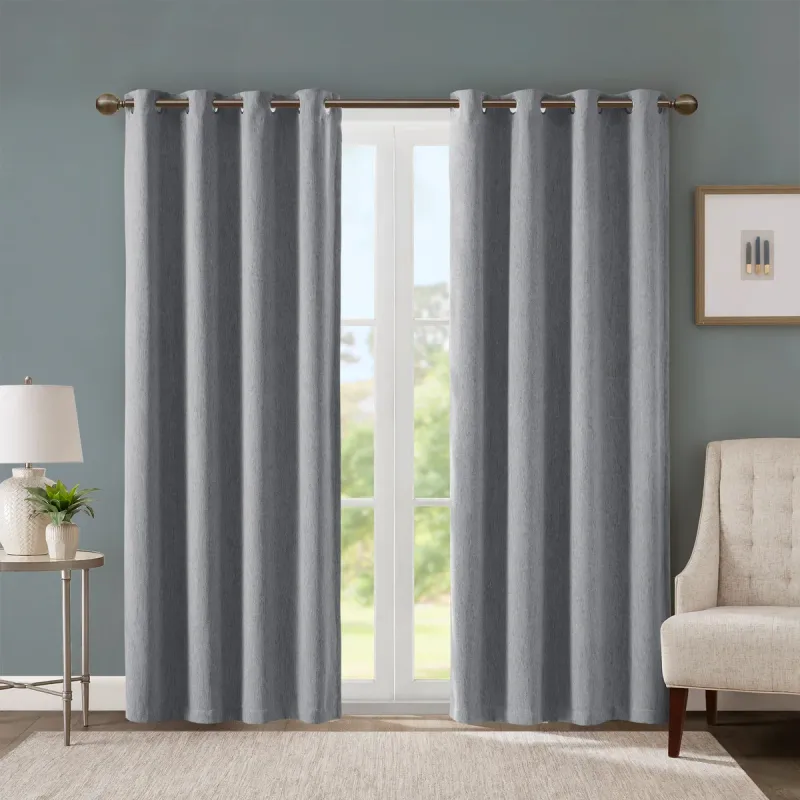 SunSmart Total Blackout Lined Panel Pair with Grommets Color: Silver