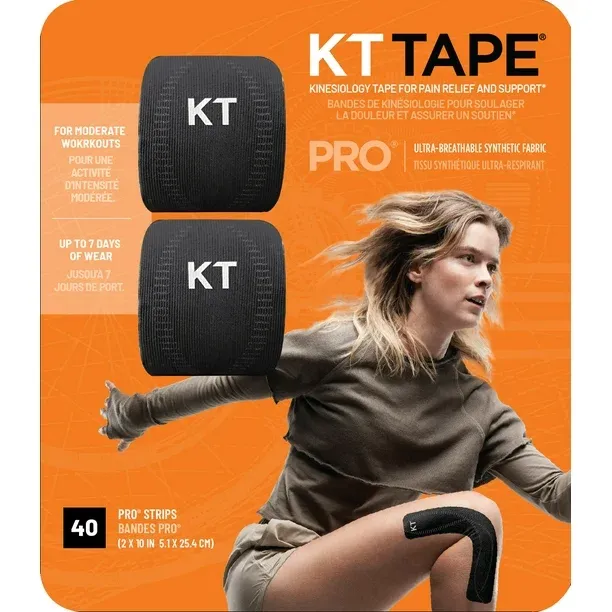 KT TAPE PRO – BLACK PAIN RELIEF &amp; SUPPORT 2-Pack