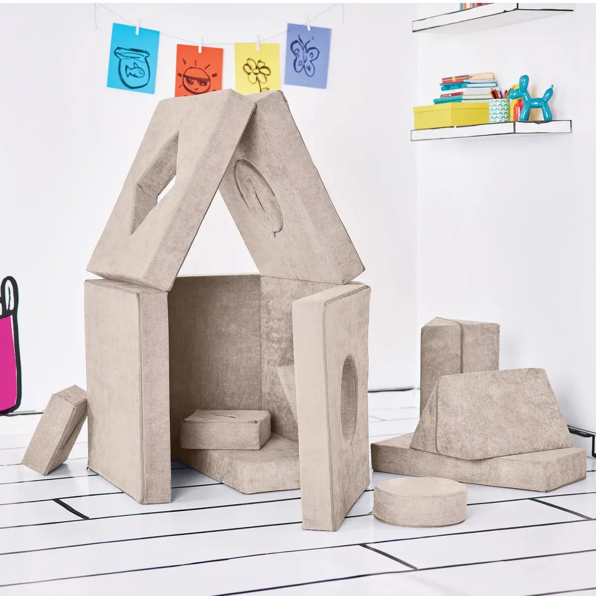 Yourigami Kids Convertible Play Fort Color: Beige