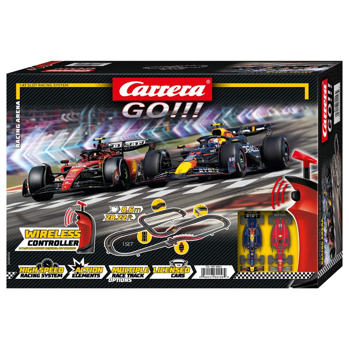Carrera GO!!! “Racing Arena”- F1 Race Cars Perez/ Sainz with 2 Wireless Controllers (