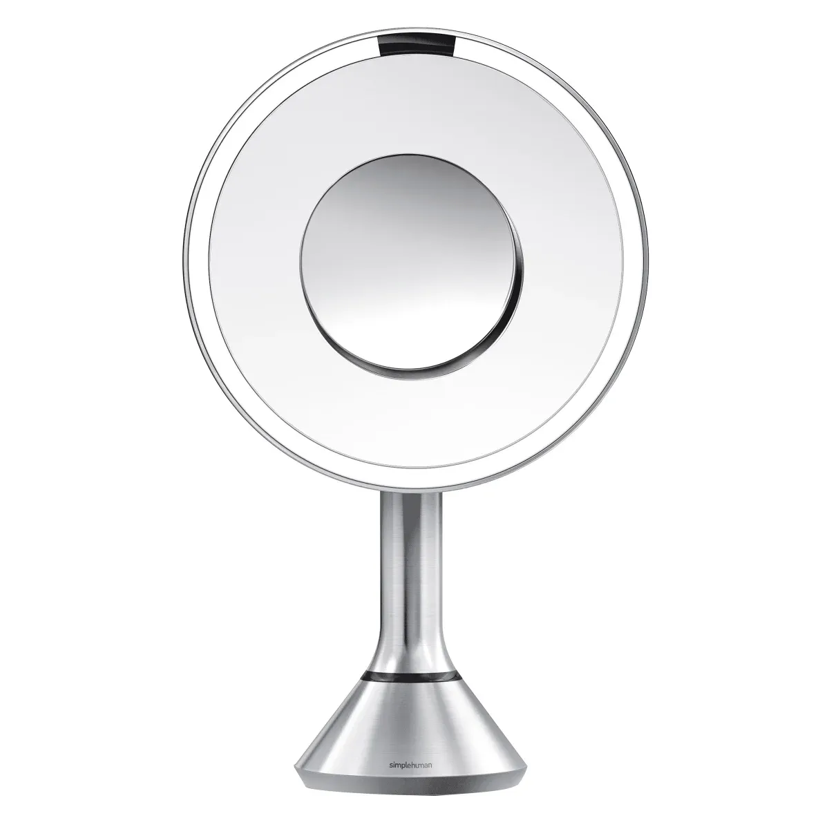 simplehuman 8” Round LED Sensor Mirror with 5x and 10x Magnification Color: Silver