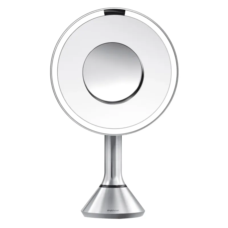 simplehuman 8” Round LED Sensor Mirror with 5x and 10x Magnification Color: Silver