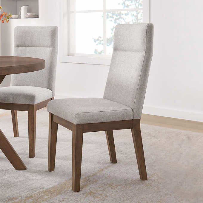 Kaelyn Brown and Grey Dining Chair, 2-pack  Color: Wood: Brown Fabric: Beige