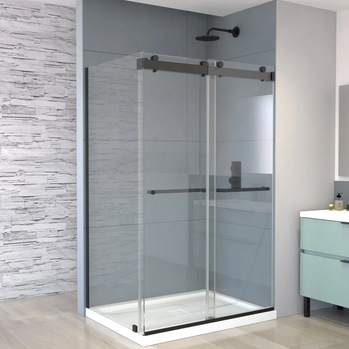 Appollo Bison Shower Kit 36 in. x 48 in. Finish : Black