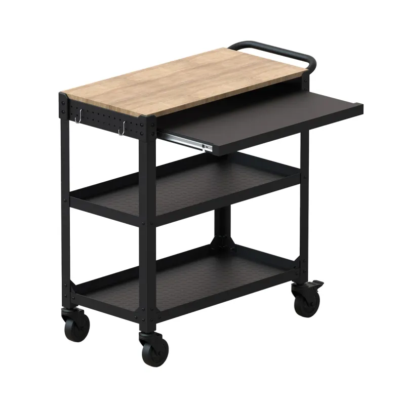 KODA 3 Shelf Utility Cart with Pull-Out Tray