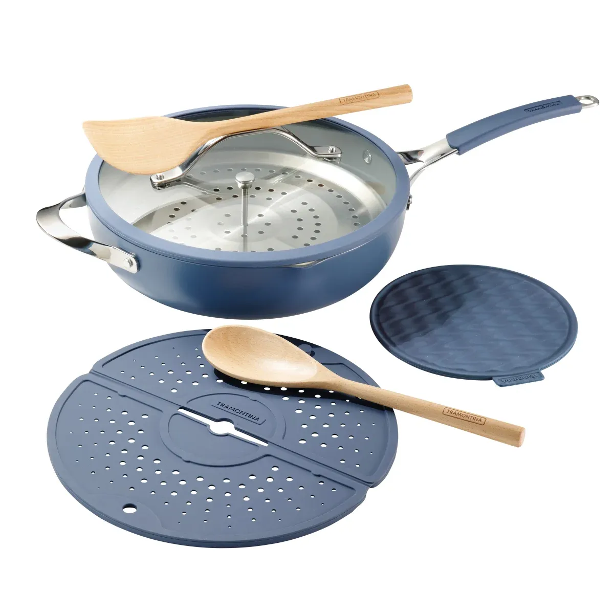 TRAMONTINA ALL IN ONE PLUS PAN 7 PIECES  Color: Blue