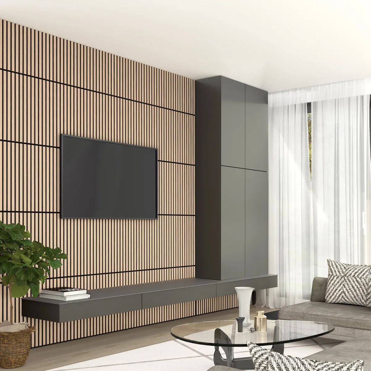 Artika - Sonolok Slatted Wall Panels Manufacturer Colour: Oak and Black