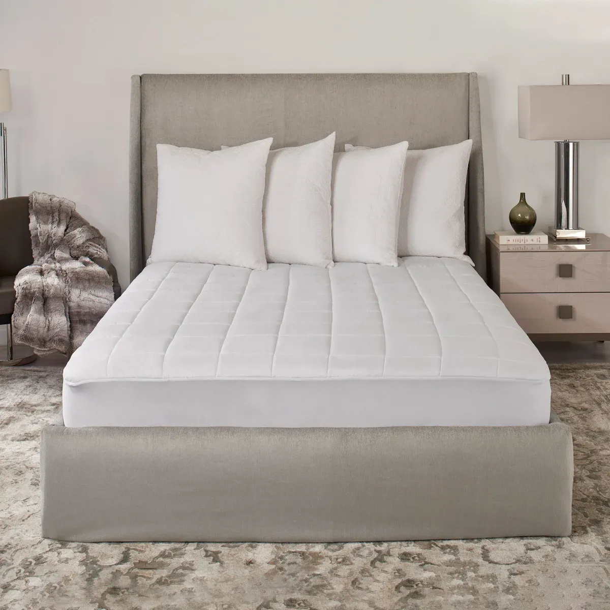 SUNBEAM HEATED MATTRESS PAD QUEEN 60″ X 80″  Queen - White