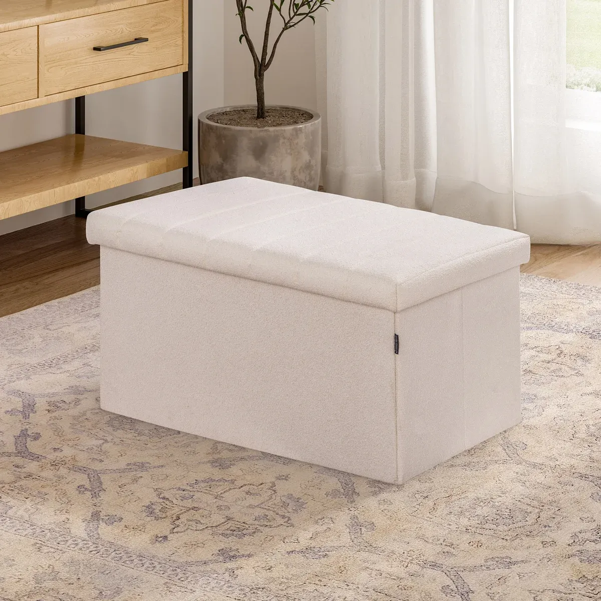 Seville Classics Foldable Trunk Ottoman White