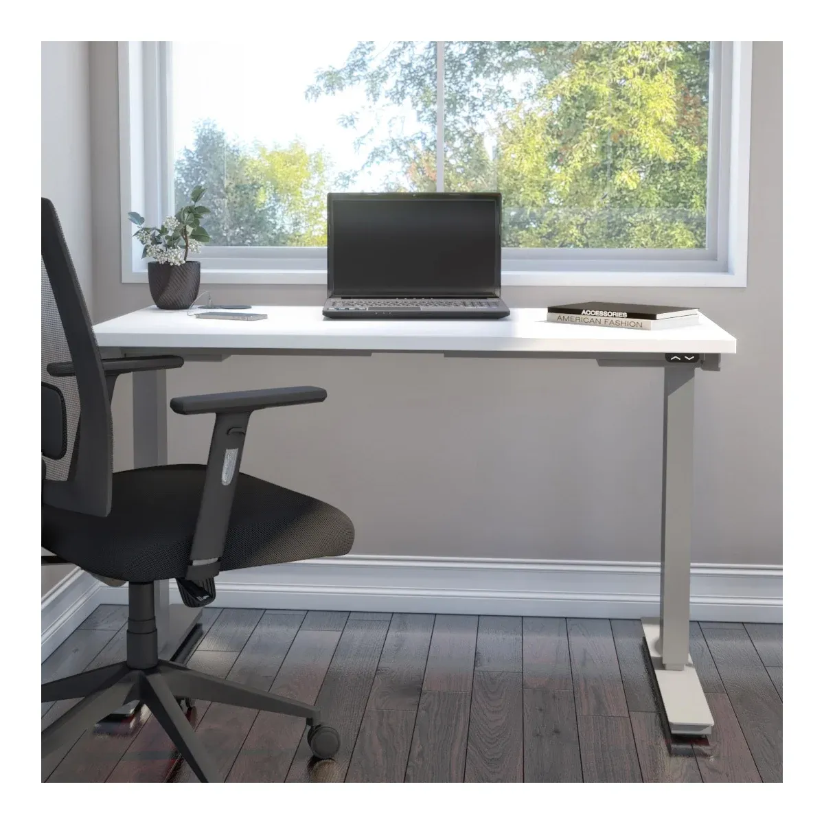 Bestar Upstand 61 cm × 122 cm (24 in. × 48 in.) Height-adjustable Desk White