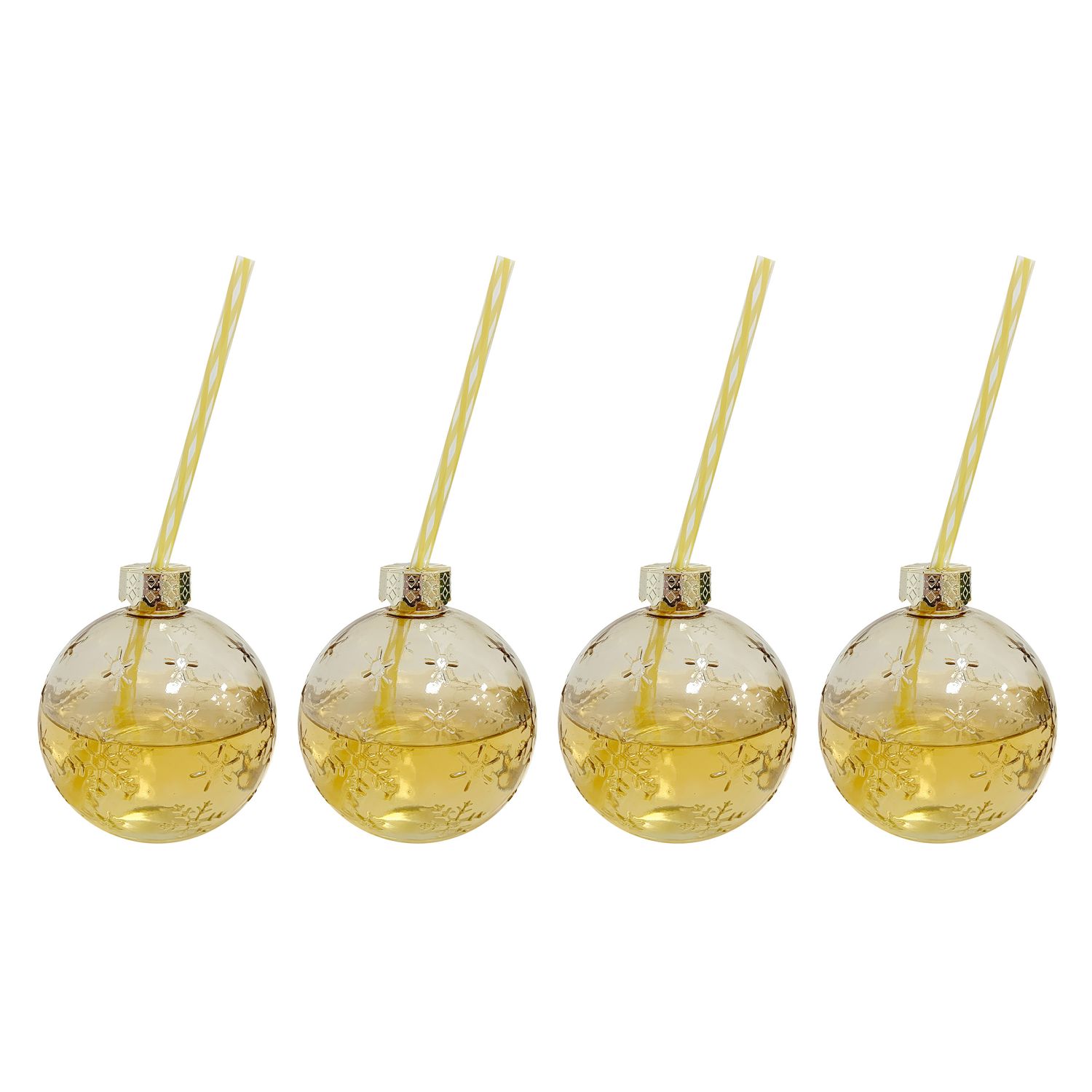 Holiday Cheer Beverage Dispenser and 4 Cocktail Glasses with Straws