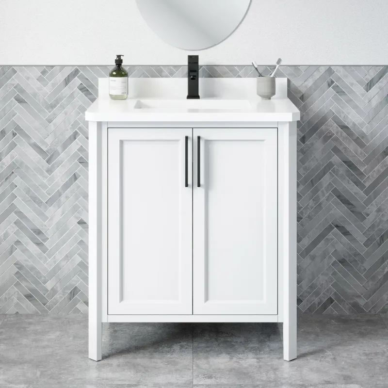 OVE Decors Flora 30 in. Vanity in White with White Quartz Countertop  Colour White