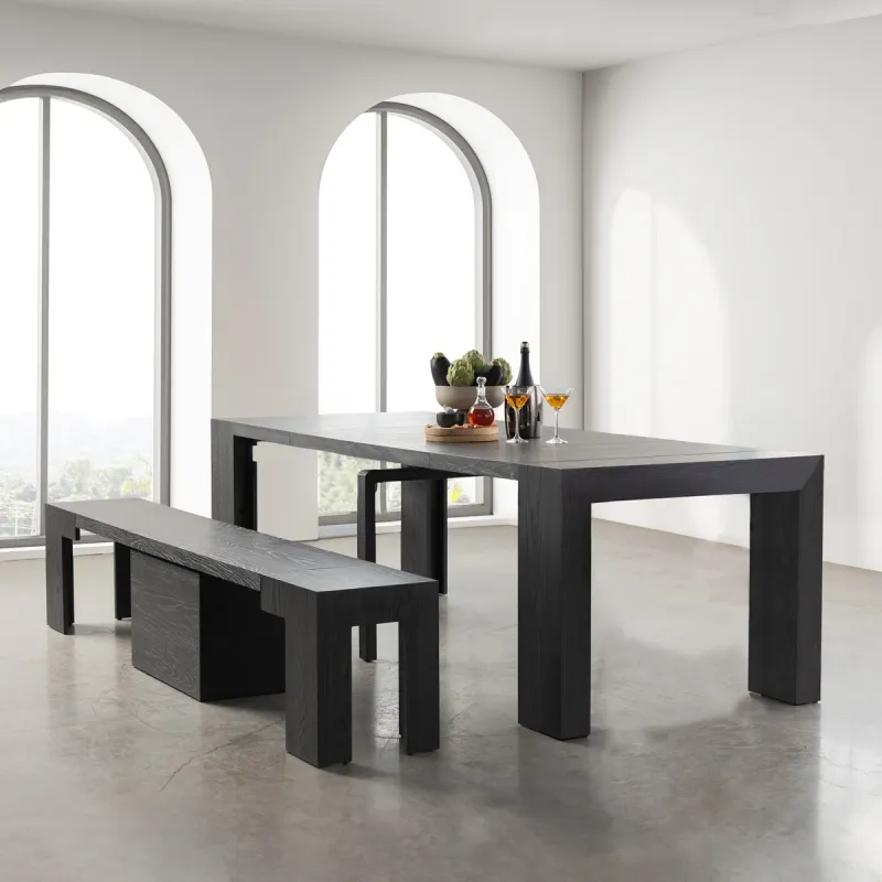 Transformer Table with Bench, Grey Scratch Colour : Grey