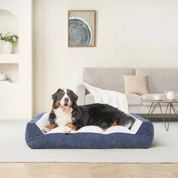 Kirkland Signature Duke Rectangular Bolster 46&quot; x 36&quot; Pet Bed  blue