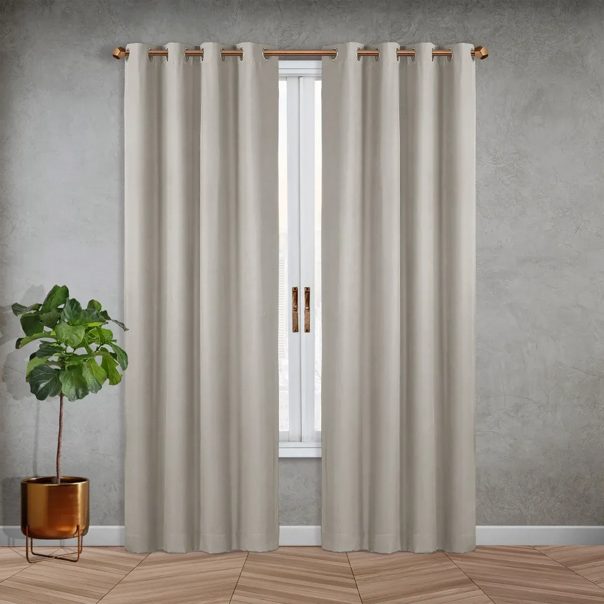 SUN+BLK Nantes Collection Blackout Curtain Panel, 2-panel Colour : Taupe 96 in. L x 52. in. W