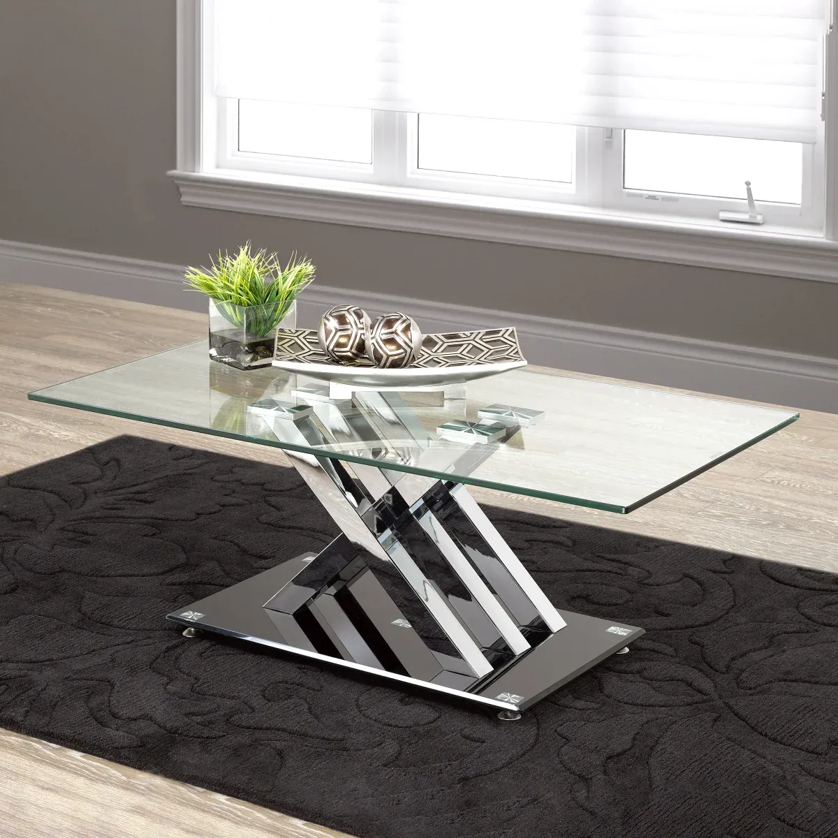 Carrara Glass Coffee Table  Colour Silver