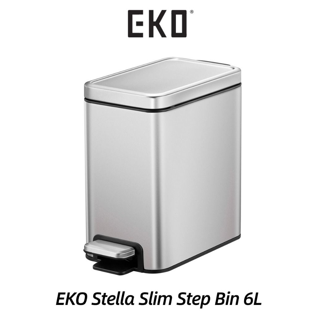 6L Slim Stainless-Steel Step Bin 2-pack