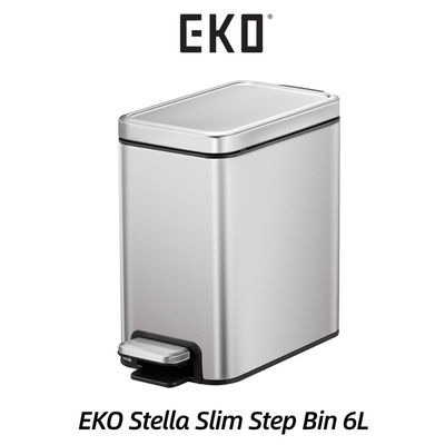 6L Slim Stainless-Steel Step Bin 2-pack