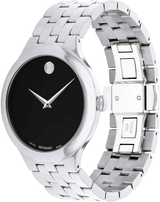 Movado 0607415 Unisex Veturi Black Dial Silver Tone Case Watch