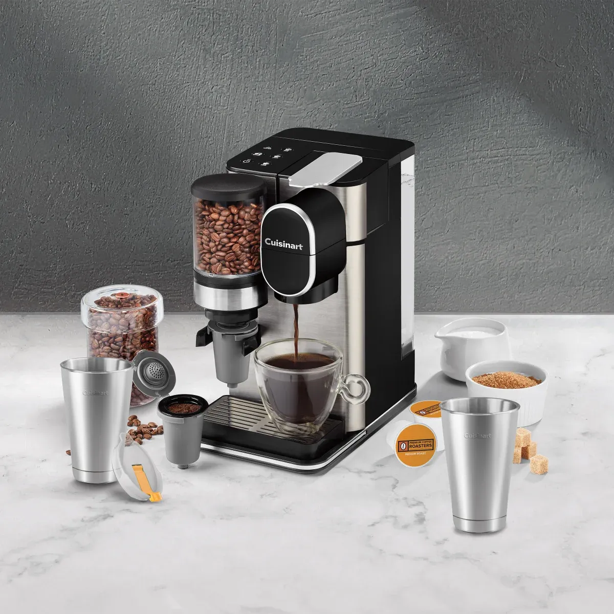 Cuisinart Grind &amp; Brew Single-Serve Coffeemaker with 2 Stainless Steel Travel Mugs