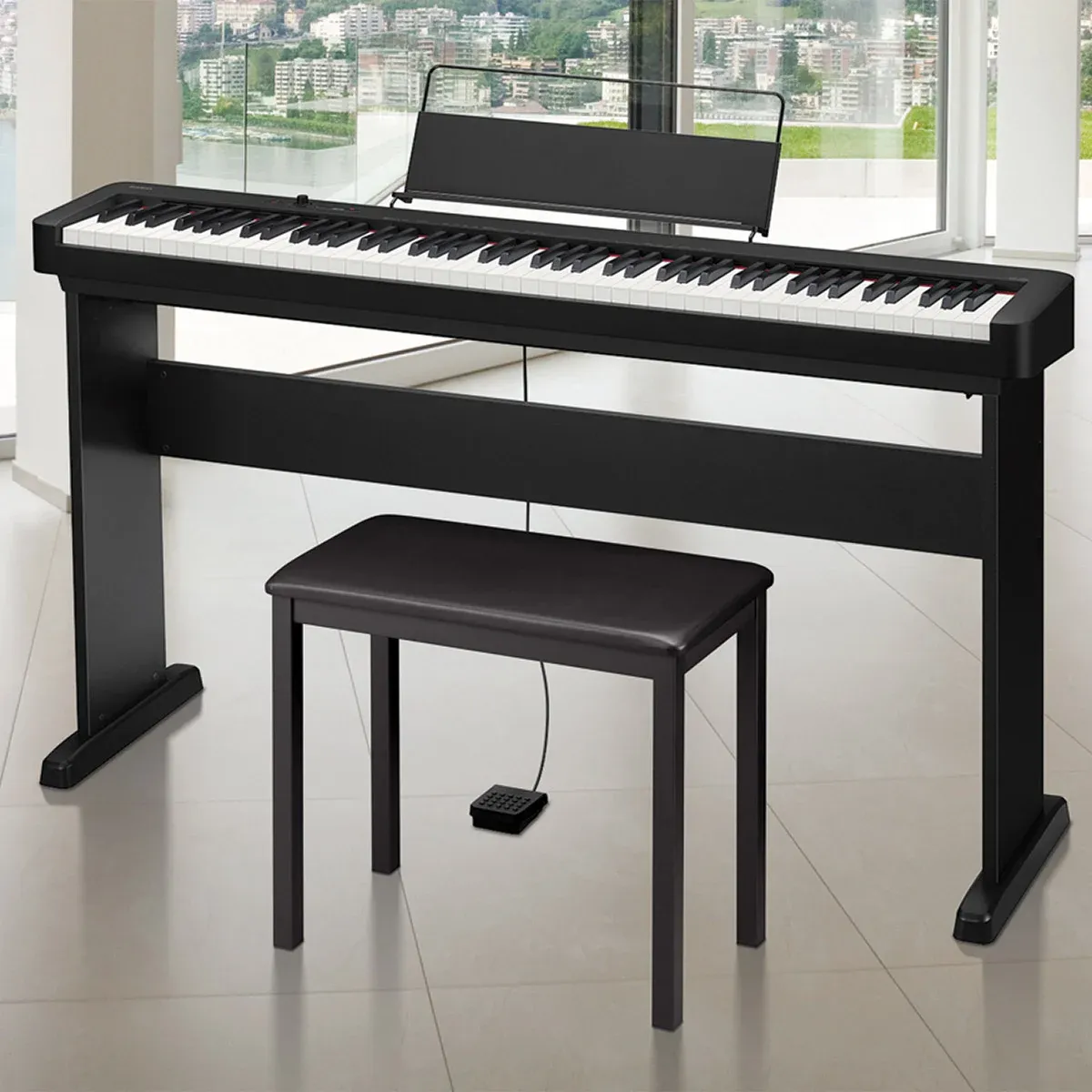 Casio Ultra Compact CSF-10 88 Note Digital Piano Bundle with Bench  Black