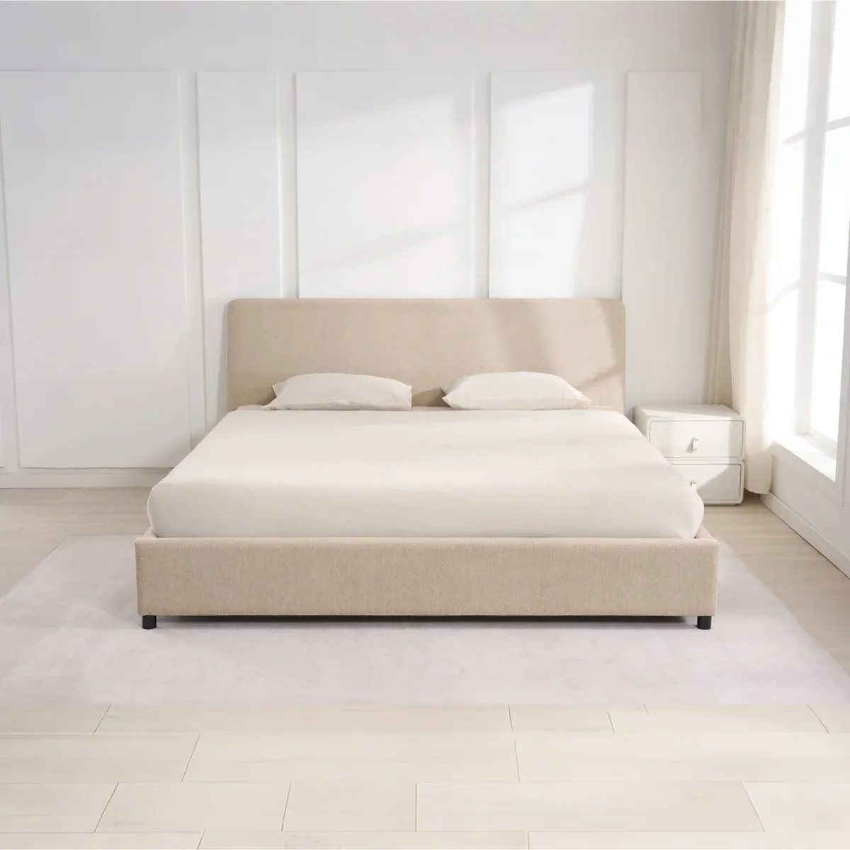 Cannes Upholstered Platform Bed Colour : Cream King