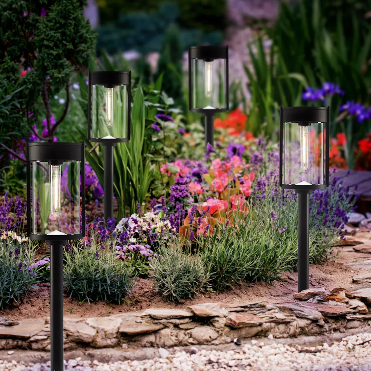 Naturally Solar LED Pathway Lights Vintage-Style, 4-pack