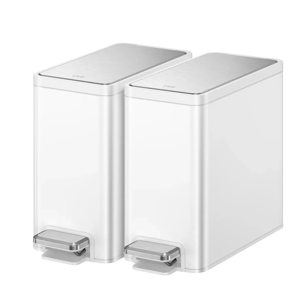 EKO 6.7L Step Trash Can, 2-pack Finish : White
