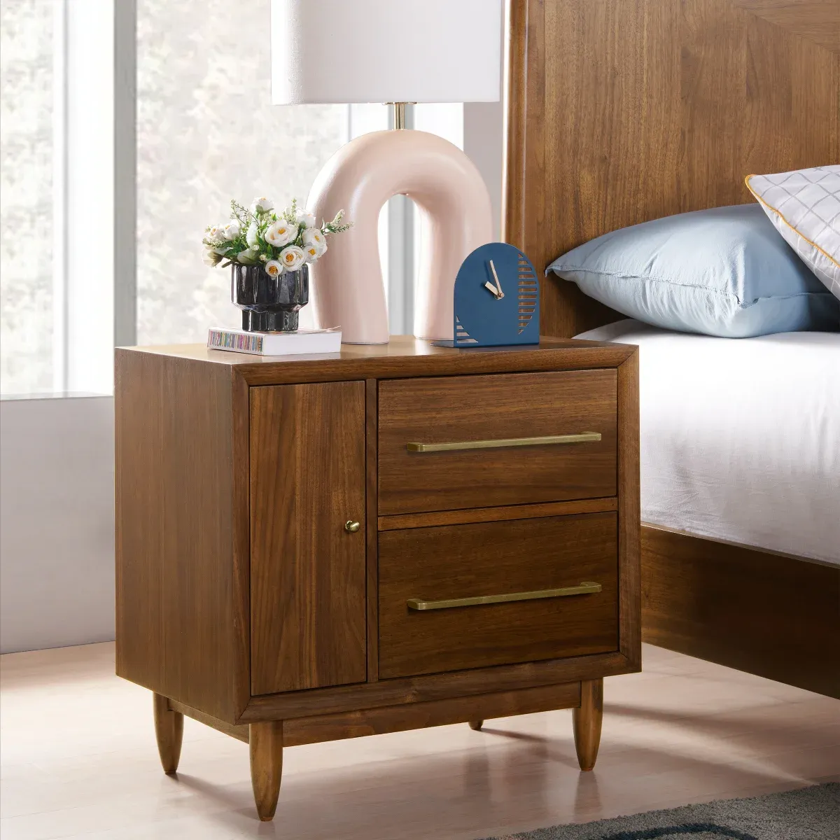 Marina Del Rey Nightstand with Power Color Brown
