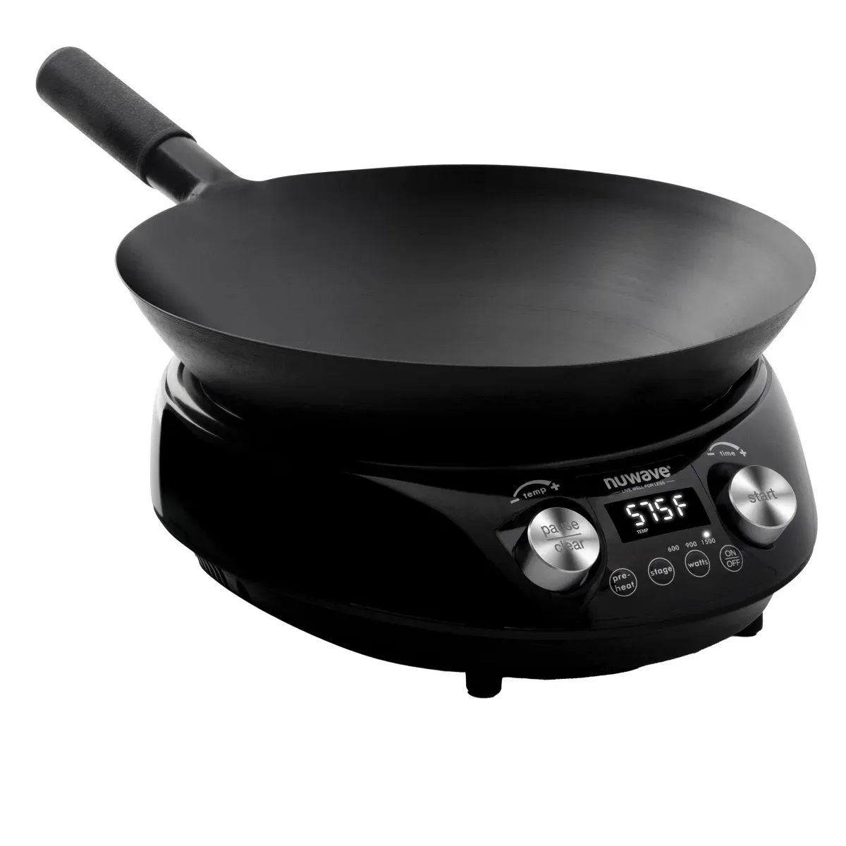 Nuwave Induction Hot Wok with 14&quot; Carbon Steel Wok, Glass Lid &amp; Stand ColorBlack