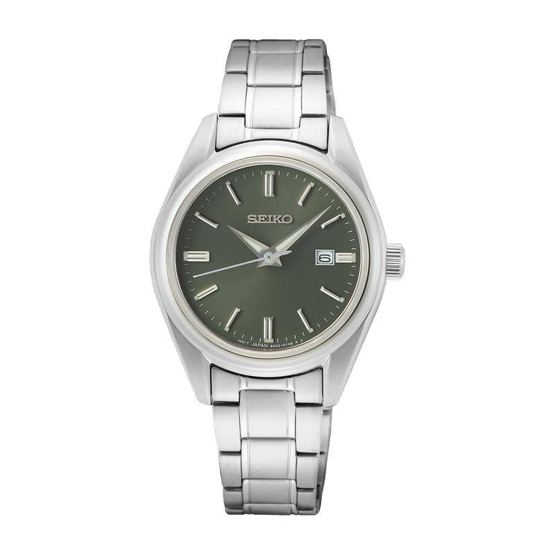 SEIKO LADIES GREEN DIAL, 30MM SUR 533P1