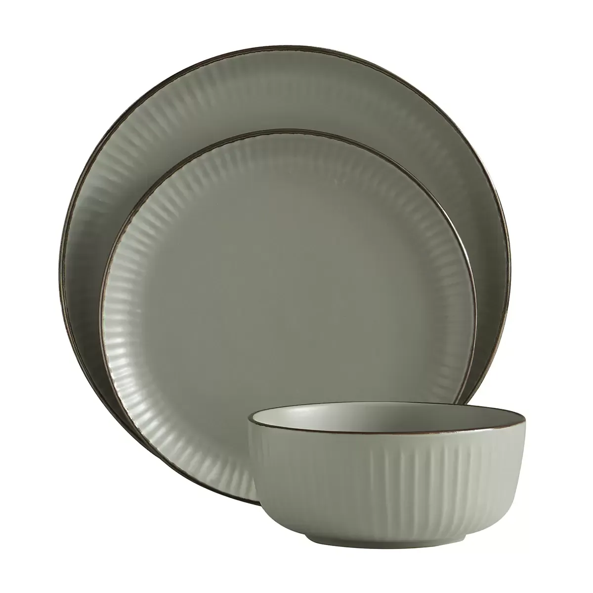 Safdie &amp; Co Vajilla de Cerámica de Gres de 12 piezas Gris