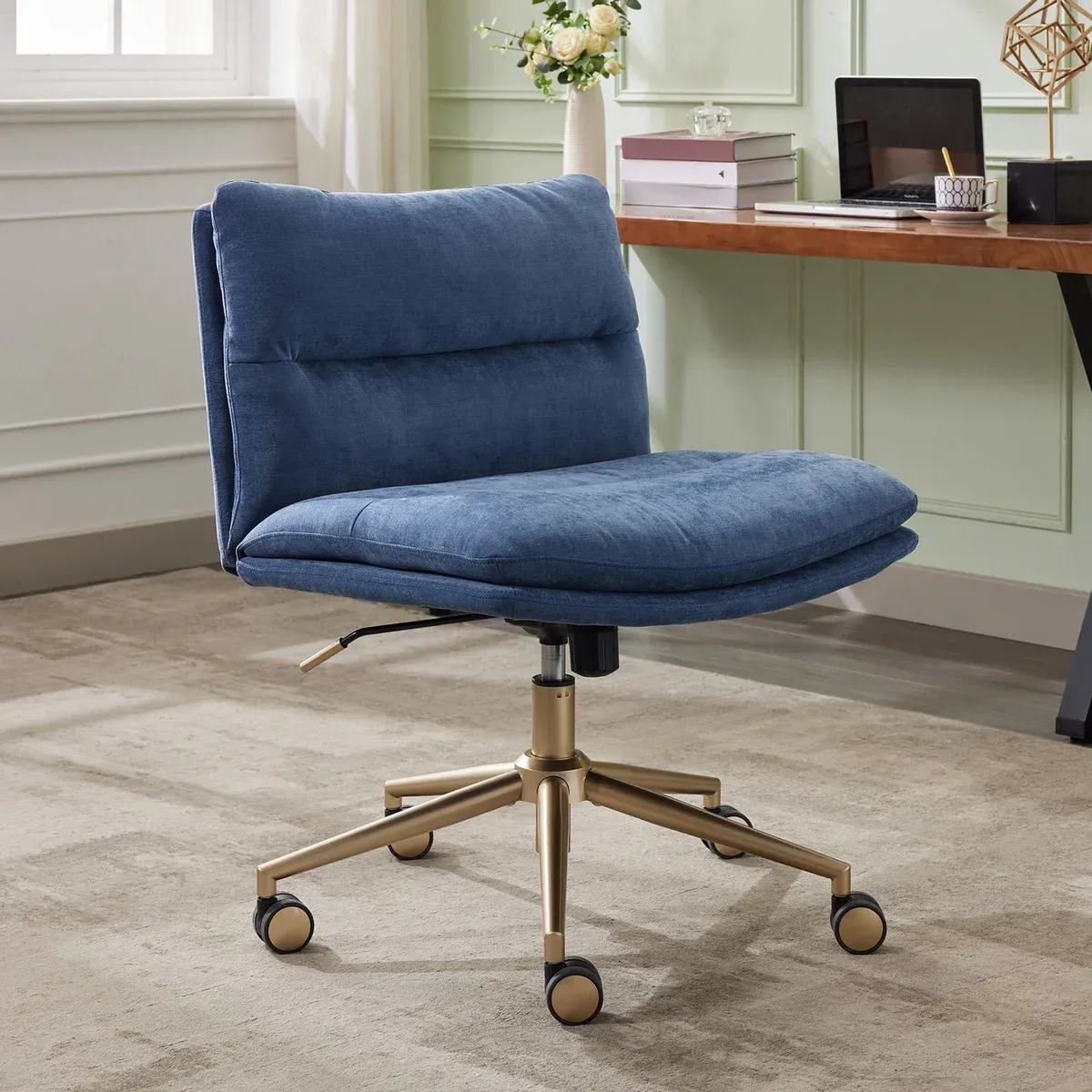 Elle Decor Gracie Criss-Cross Office Chair Colour : Blue