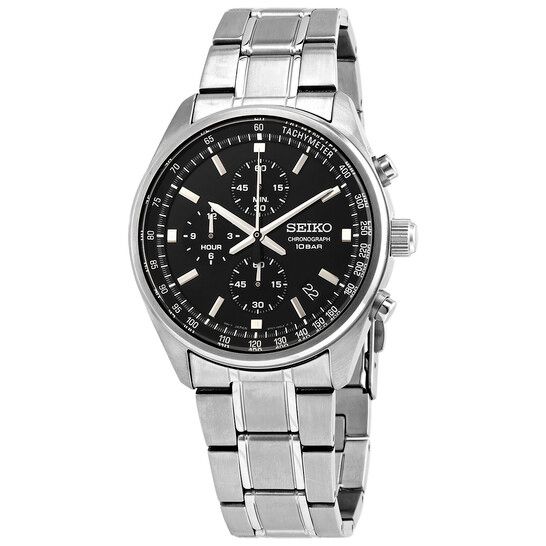 Seiko  Chronograph Quartz Black Dial Men&#39;s Watch  SSB379P1