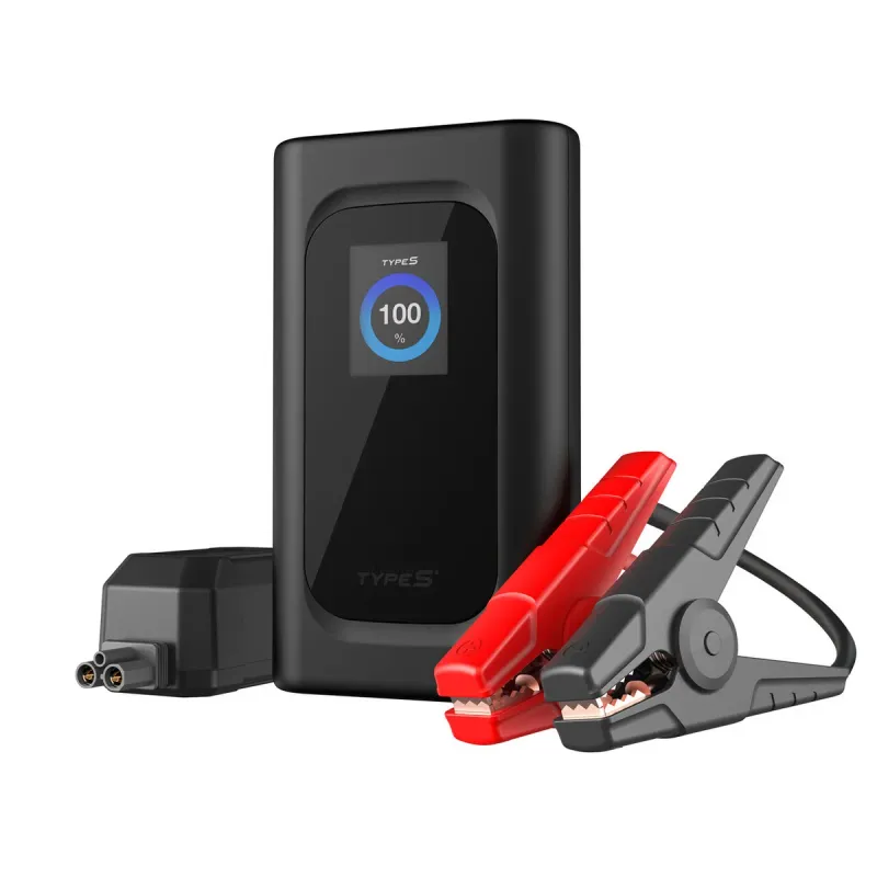 Type S 8600mAh Jump Starter with Color Screen Jump Guide and LED Flashlight Colour Black