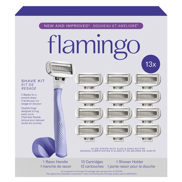 Flamingo 5-Blade Women&#39;s Razor + 13 Cartridges