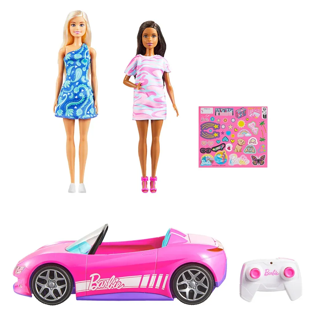 Hot Wheels Remote Control Barbie Convertible with 2 Dolls