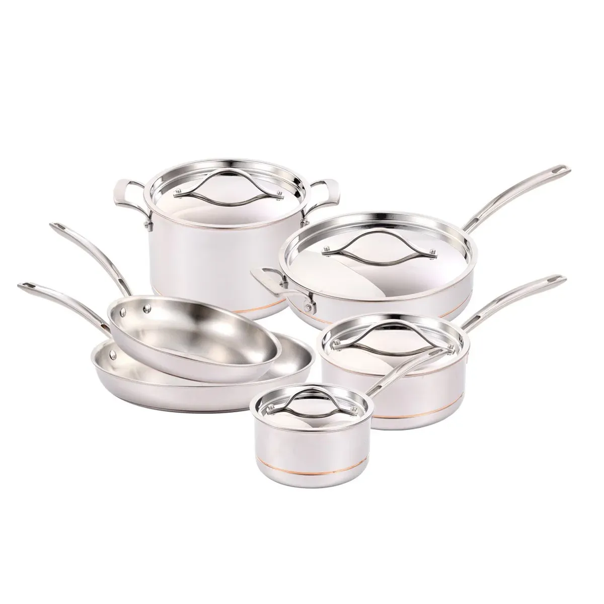 Kirkland Signature 5-ply Clad Stainless Cookware Set, 10-pieces