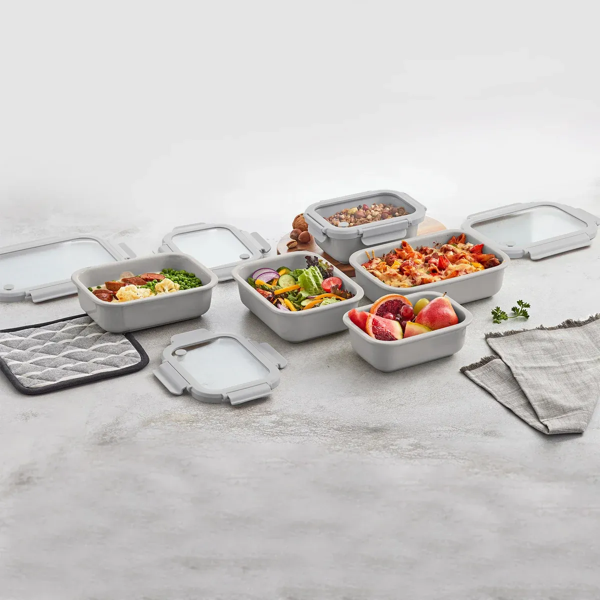 Safdie Ceramic Food Storage Set, 10-piece Colour: Grey